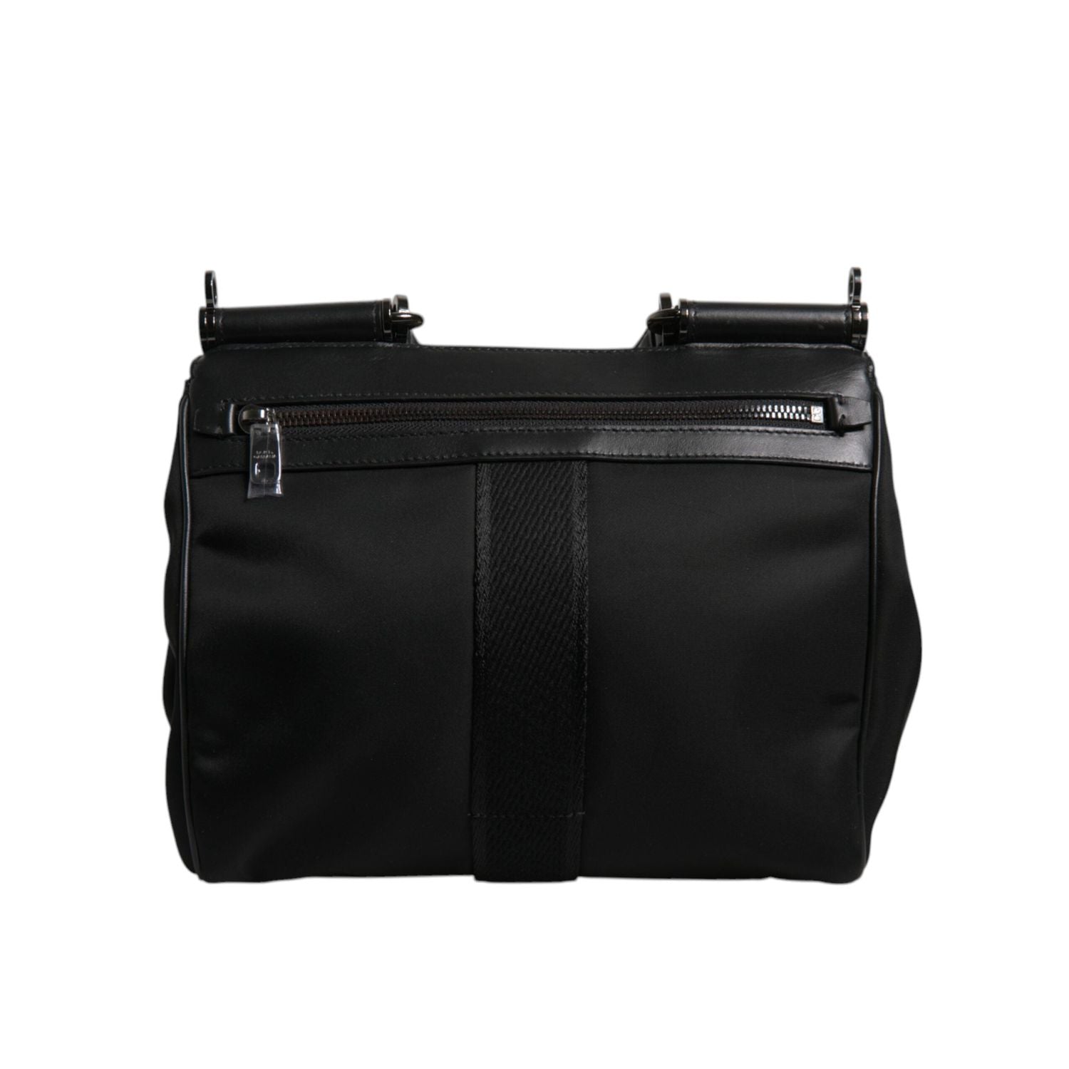 Front view with bag zipped and handles upright.