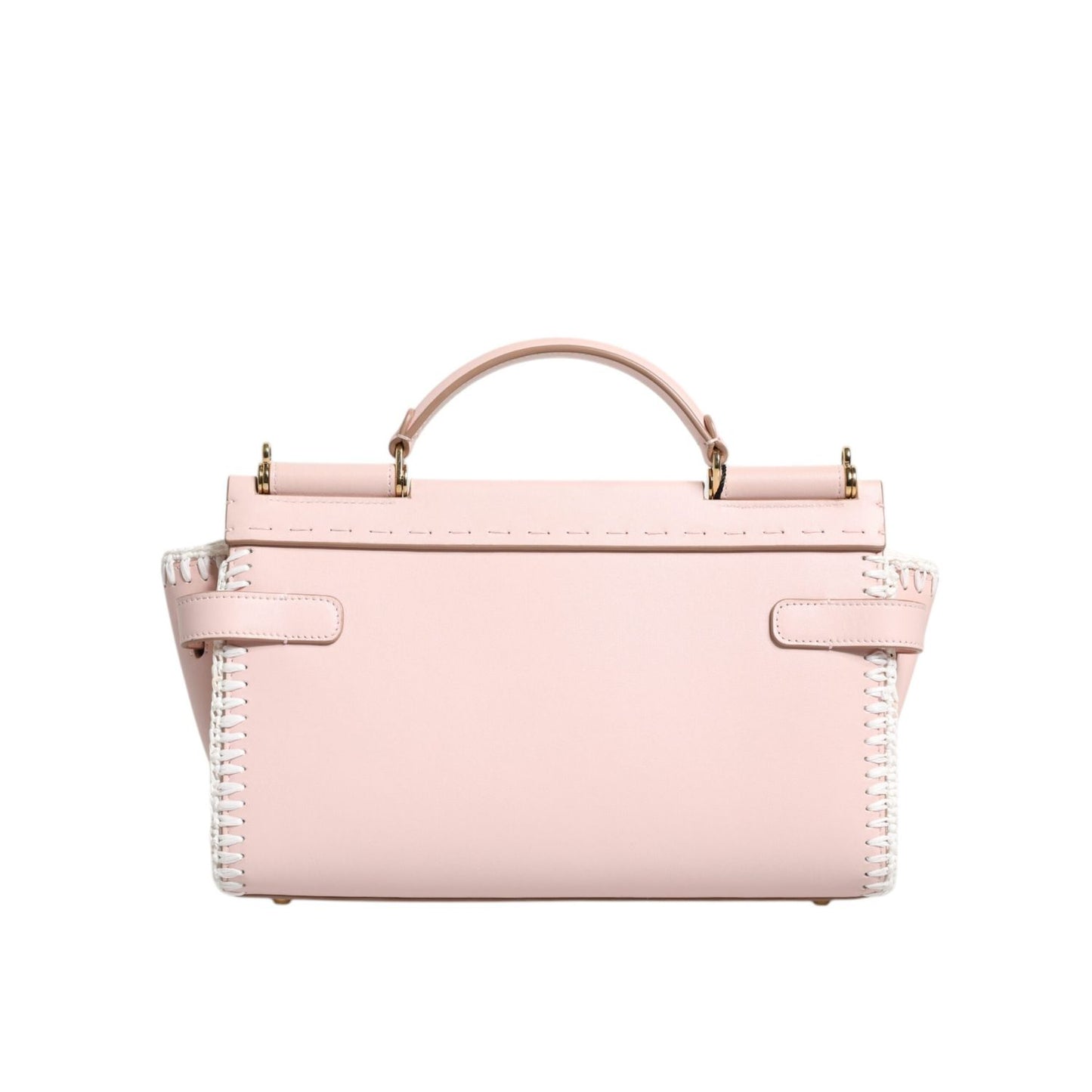 Dolce & Gabbana Light Pink Logo Plaque Soft Leather Strap Crossbody Bag