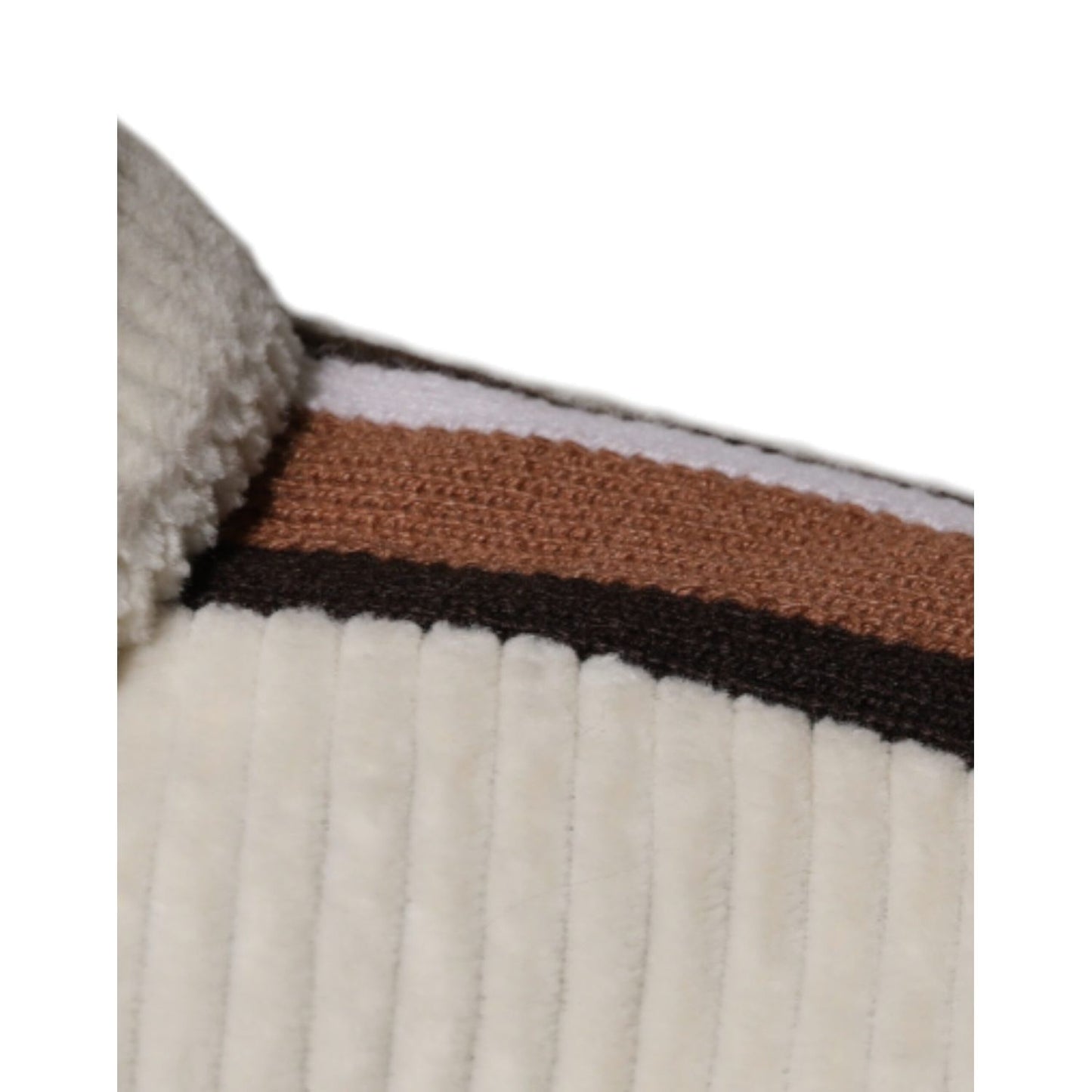 Dolce & Gabbana Beige Logo Applique Cotton Corduroy Full Zip Jacket