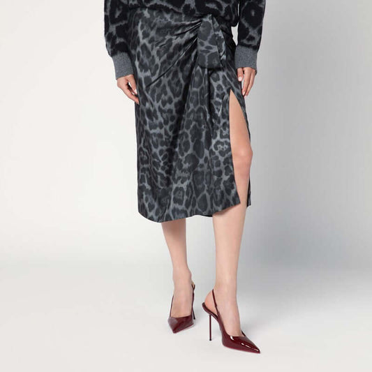 Stella McCartney Leopard midi skirt with knot