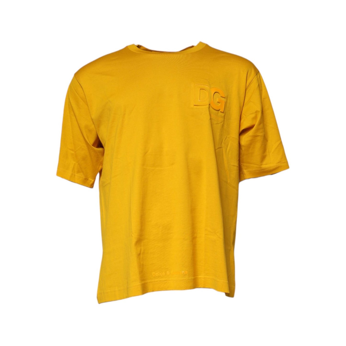 Dolce & Gabbana Dark Yellow Logo Cotton Men Crew Neck T-shirt