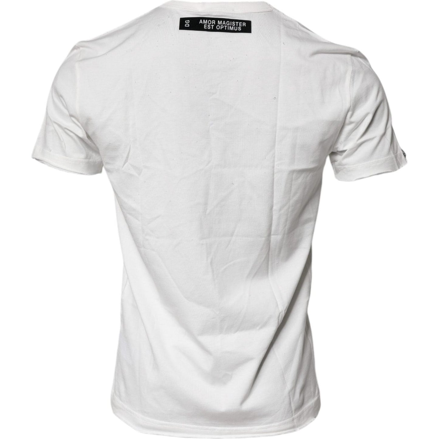 Dolce & Gabbana White Graphic Print Cotton Crew Neck T-shirt