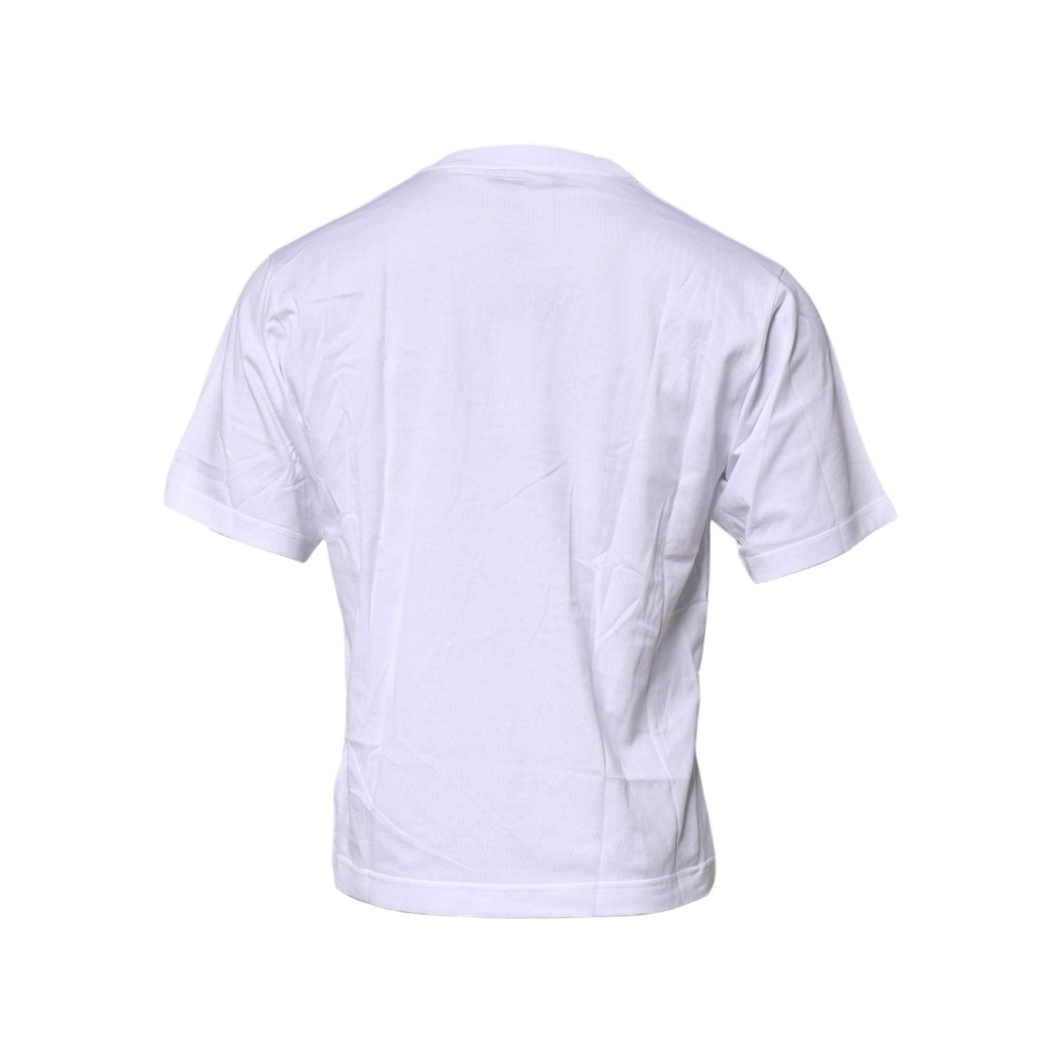 Dolce & Gabbana White Logo Patch Cotton Crew Neck T-shirt