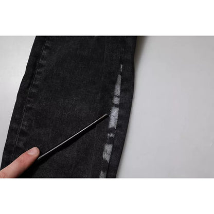 Dolce & Gabbana Black Tattered Cotton Skinny Men Denim Jeans