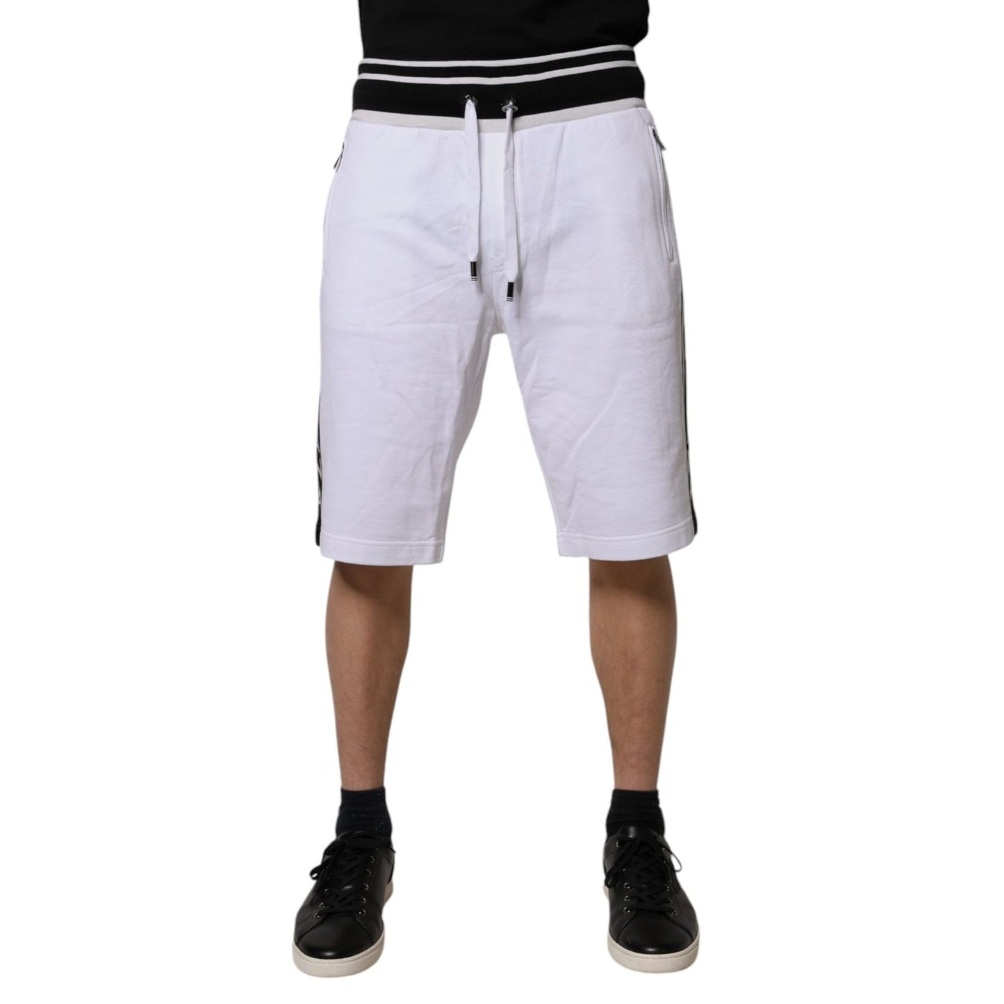 Dolce & Gabbana White Stripe Cotton DG King Bermuda Shorts