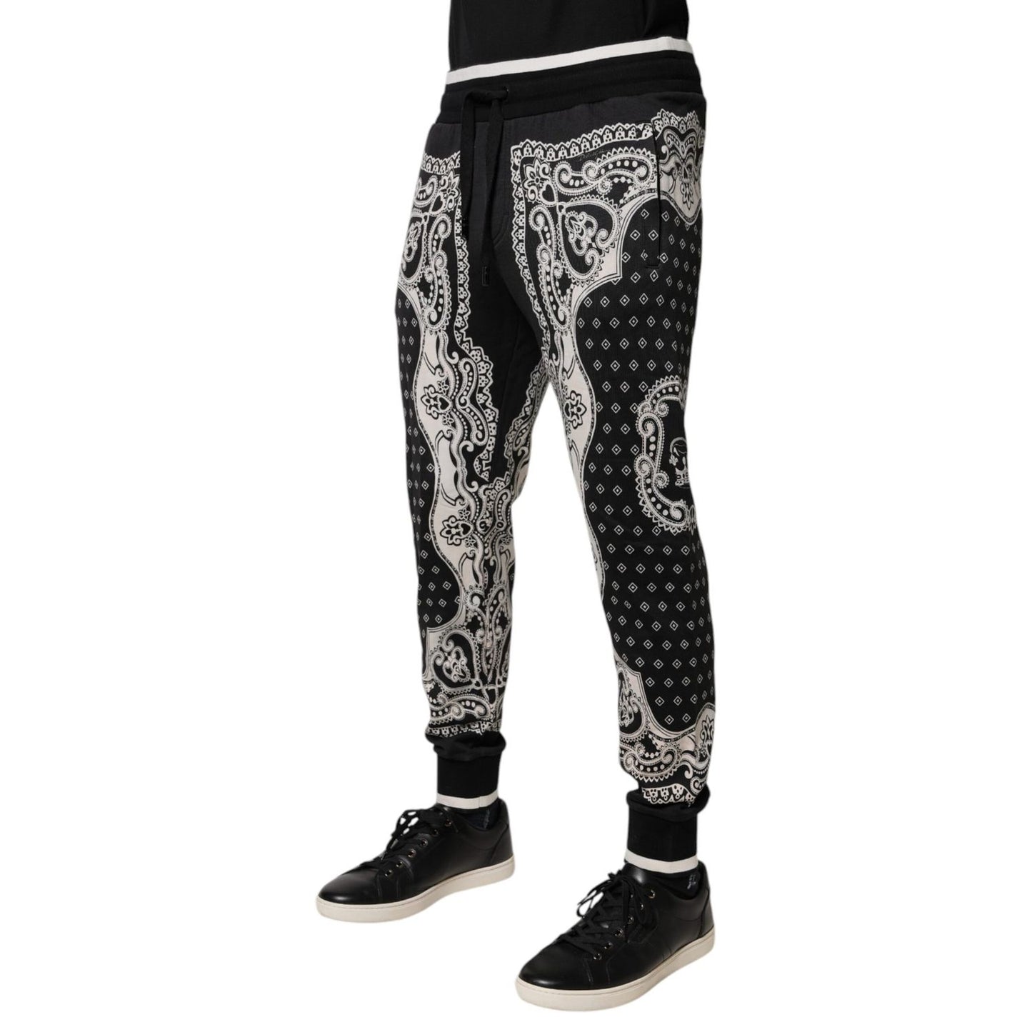 Dolce & Gabbana Black Bandana Cotton Jogger Pants