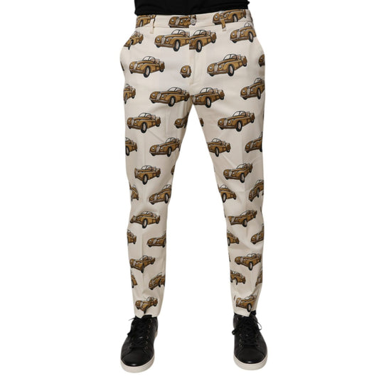Dolce & Gabbana Off White Cars Cotton Skinny Men Denim Jeans