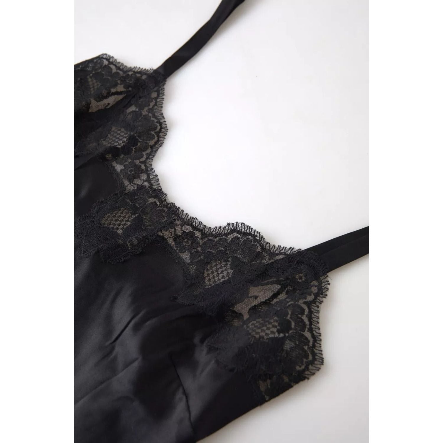 Dolce & Gabbana Black Lace Silk Sleepwear Camisole Top Underwear