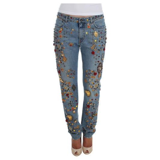 Dolce & Gabbana Crystal Roses Heart Embellished Jeans SIG19327-1