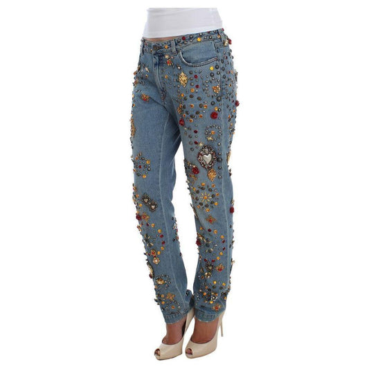 Dolce & Gabbana Crystal Roses Heart Embellished Jeans SIG19327-1