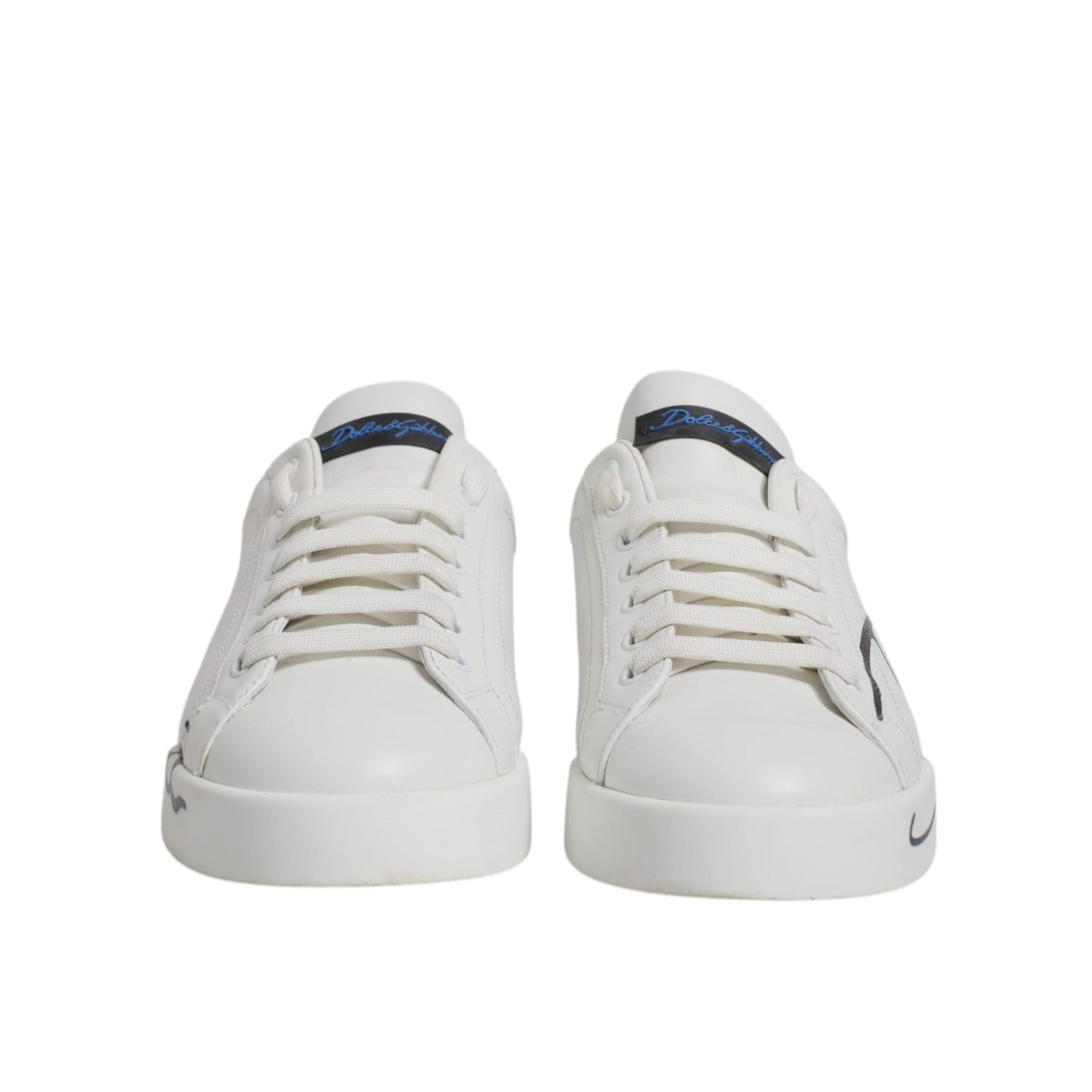 Dolce & Gabbana White Blue Logo Leather Portofino Sneaker Shoes MV6951-41