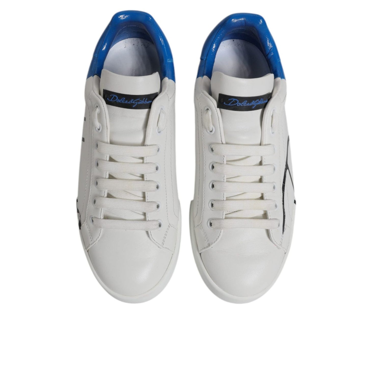 Dolce & Gabbana White Blue Logo Leather Portofino Sneaker Shoes MV6951-41