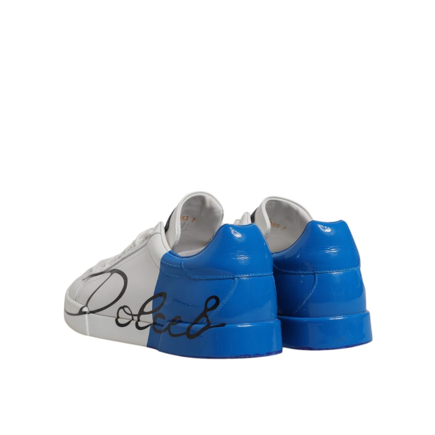 Dolce & Gabbana White Blue Logo Leather Portofino Sneaker Shoes MV6951-41