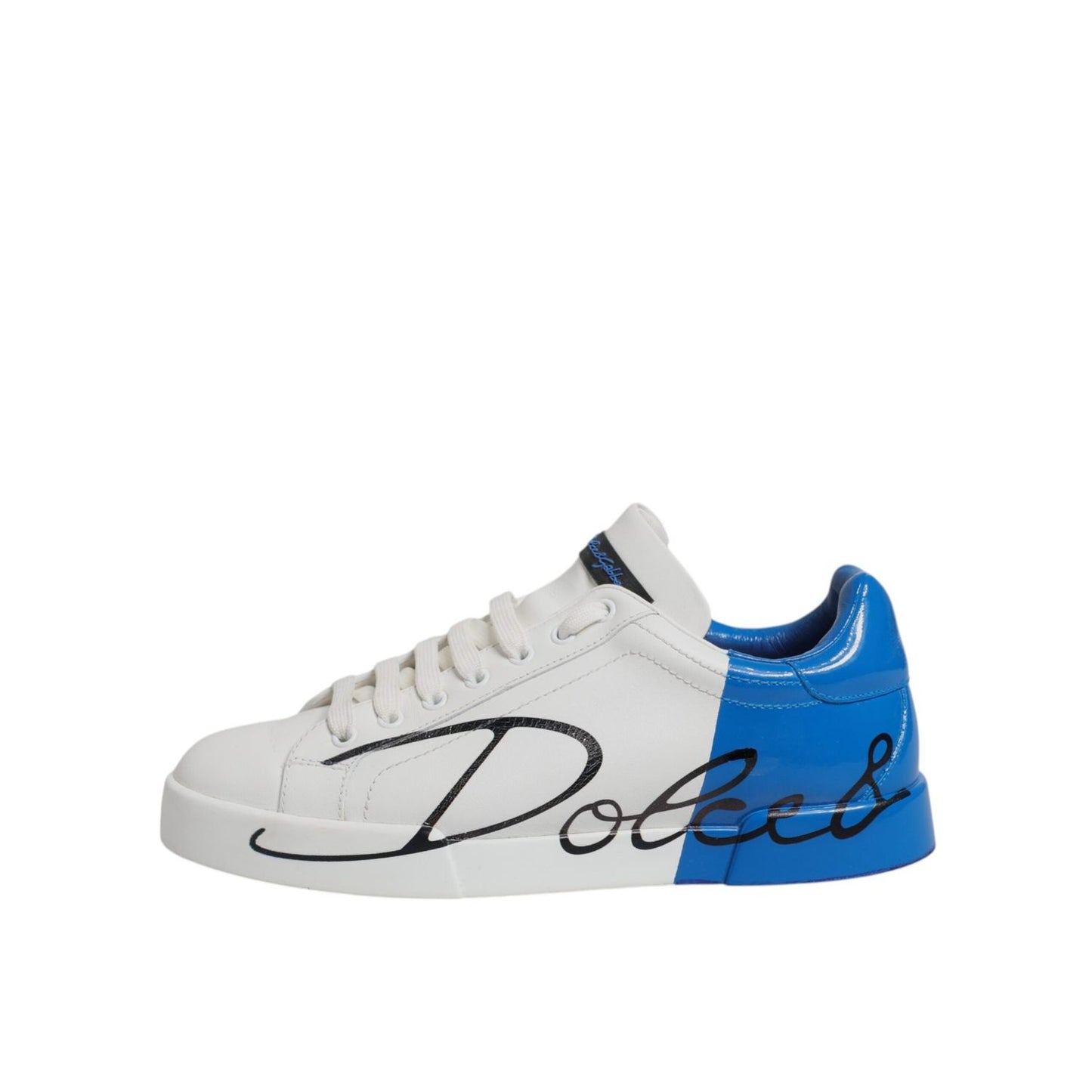 Dolce & Gabbana White Blue Logo Leather Portofino Sneaker Shoes MV6951-41