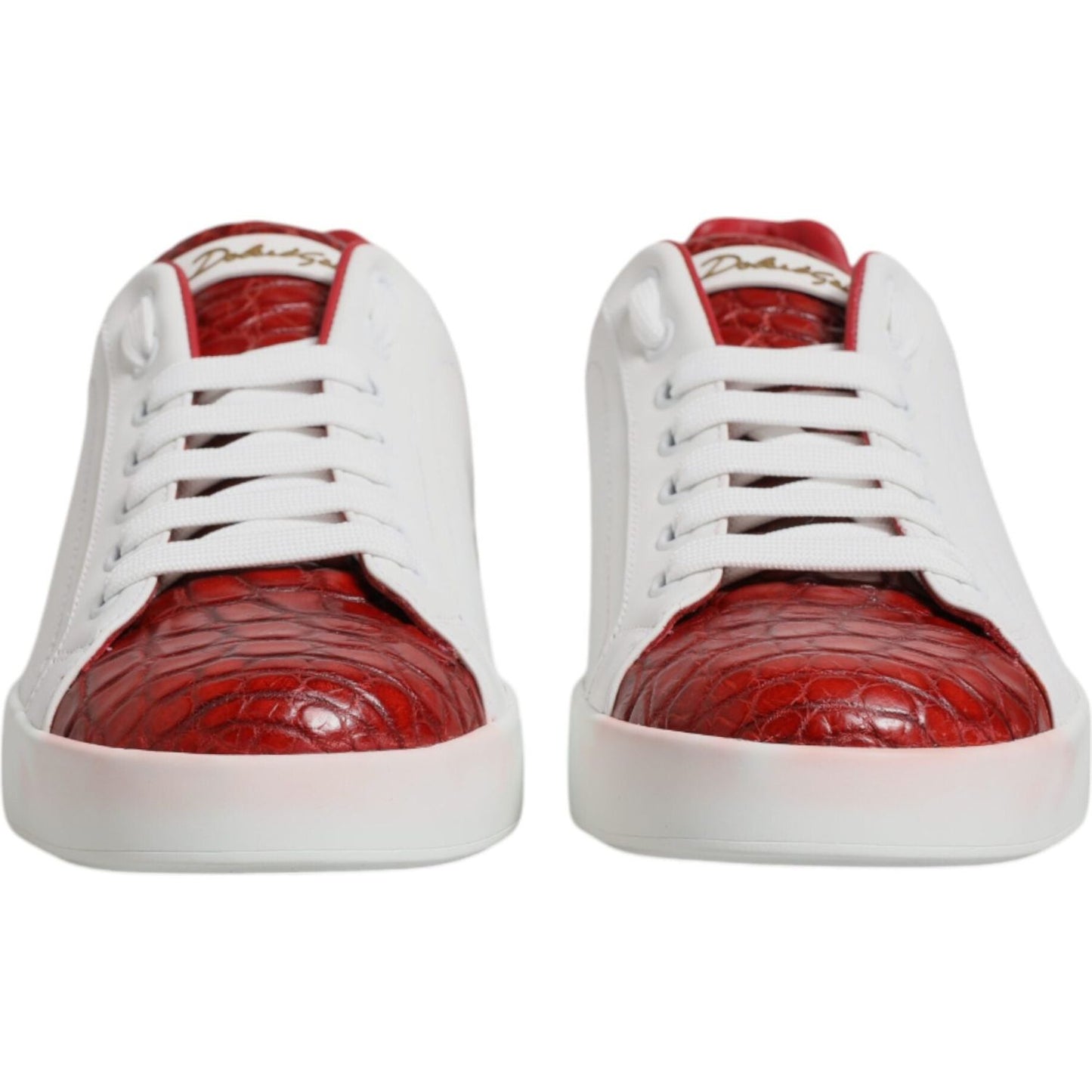 Dolce & Gabbana White Red Leather Portofino Men Sneaker Shoes MV7041-39