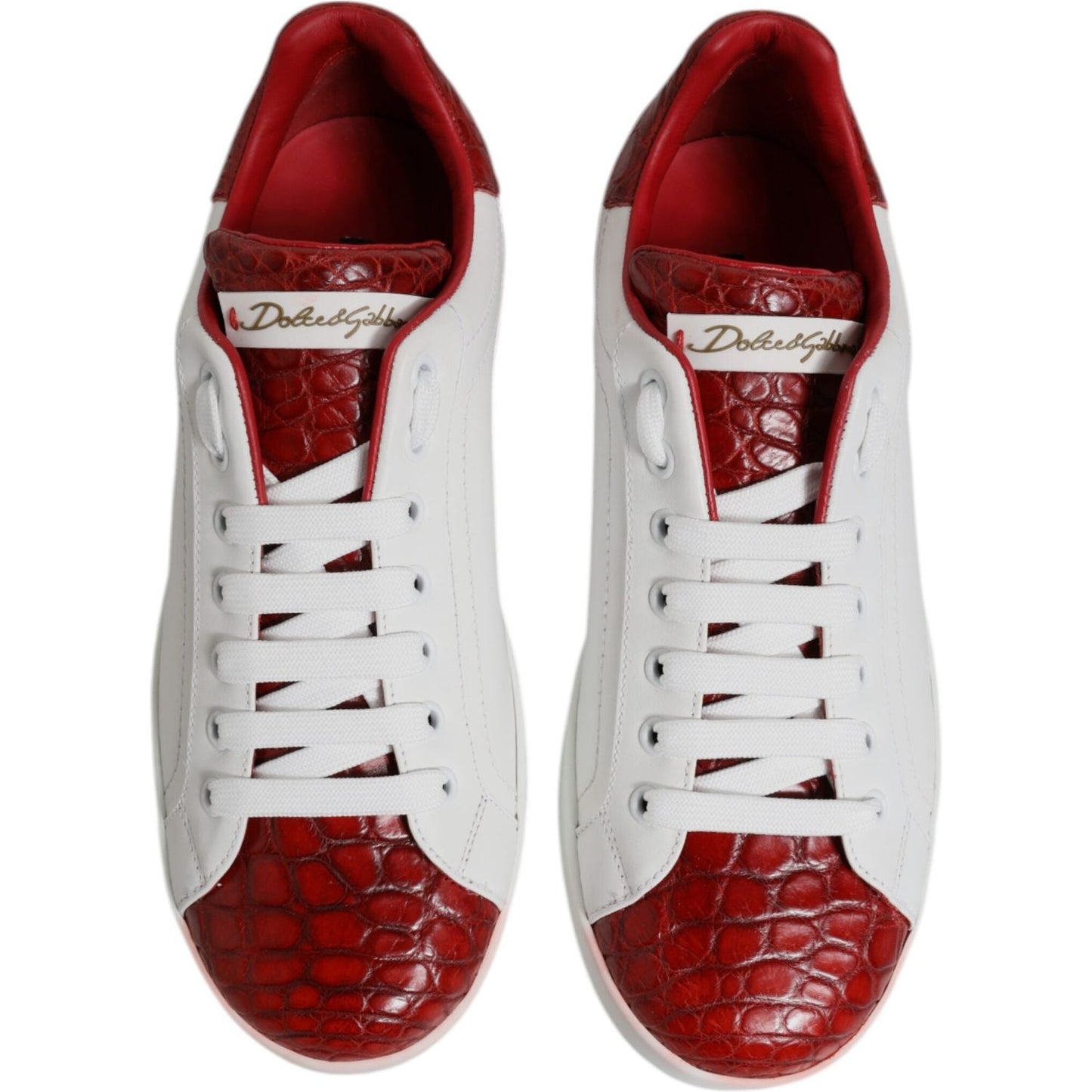 Dolce & Gabbana White Red Leather Portofino Men Sneaker Shoes MV7041-39