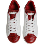 Dolce & Gabbana White Red Leather Portofino Men Sneaker Shoes MV7041-39