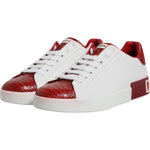 Dolce & Gabbana White Red Leather Portofino Men Sneaker Shoes MV7041-39
