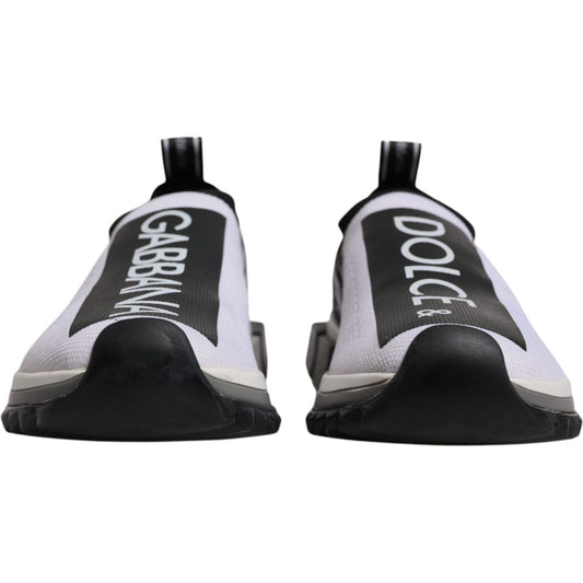 Dolce & Gabbana White Black Slip On Sorrento Sneakers Shoes LA12426-37.5