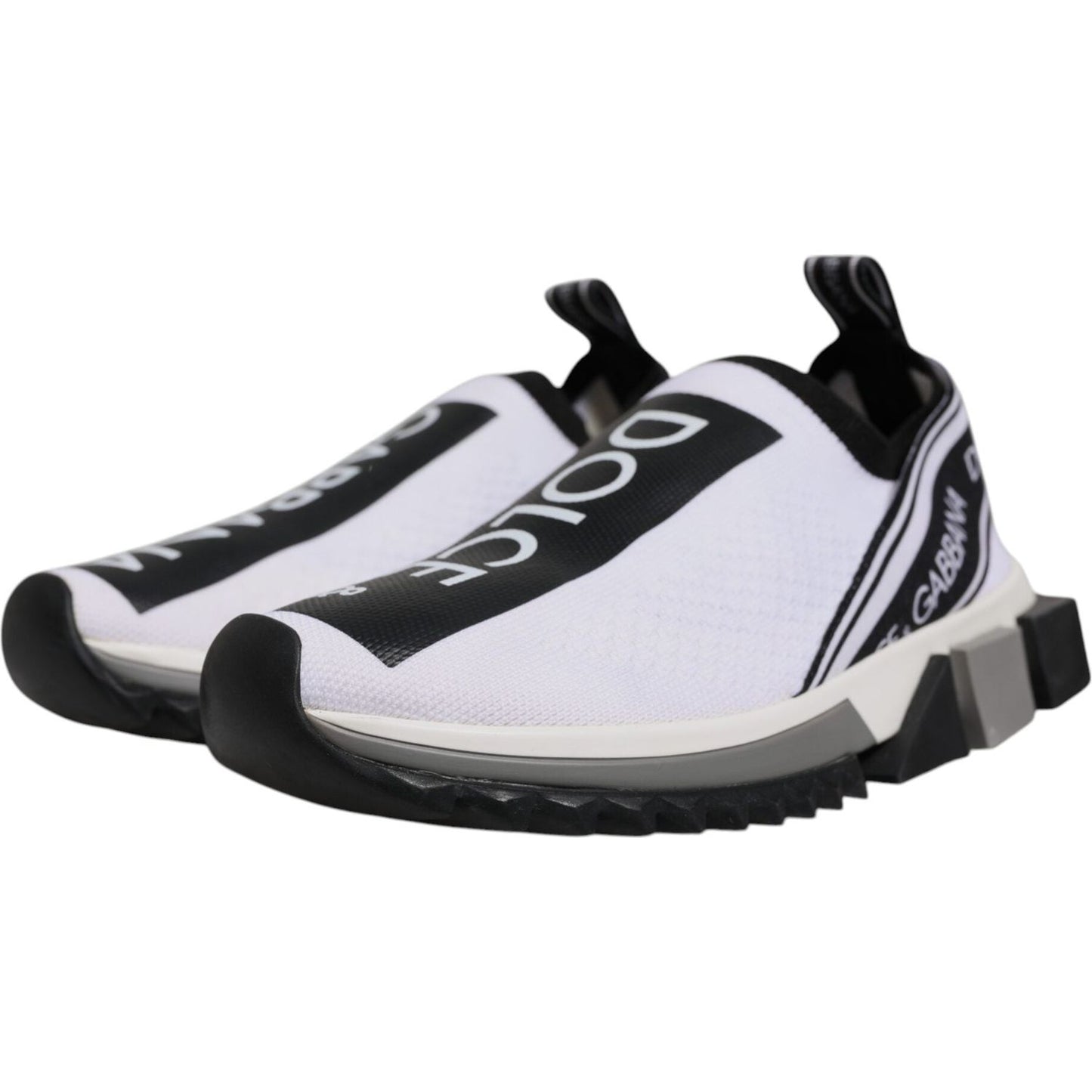 Dolce & Gabbana White Black Slip On Sorrento Sneakers Shoes LA12426-37.5