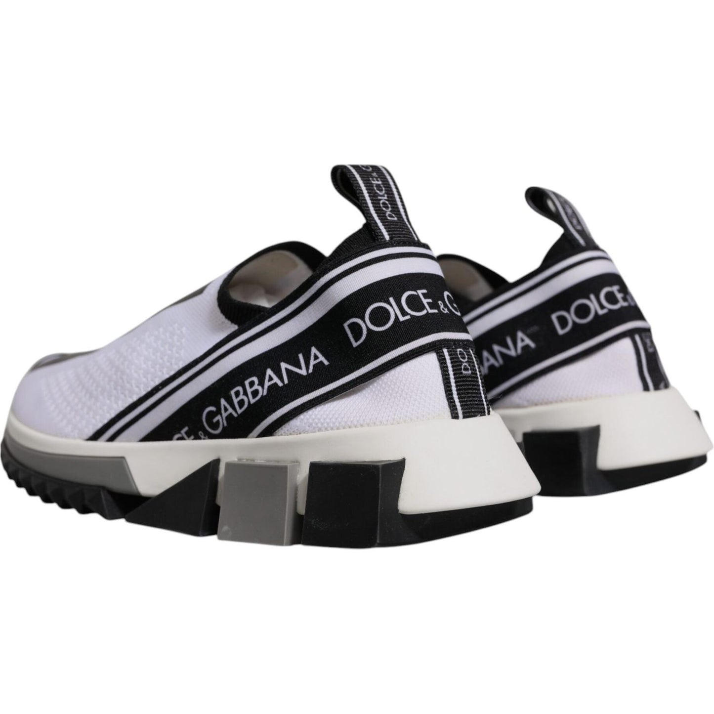 Dolce & Gabbana White Black Slip On Sorrento Sneakers Shoes LA12426-37.5