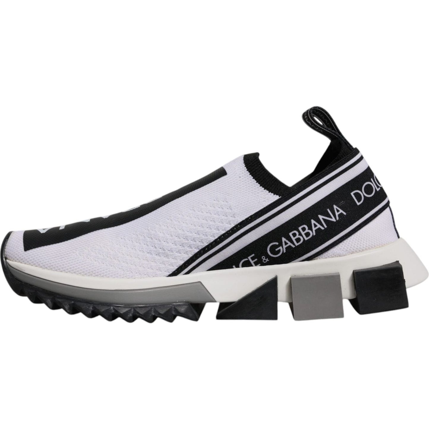 Dolce & Gabbana White Black Slip On Sorrento Sneakers Shoes LA12426-37.5