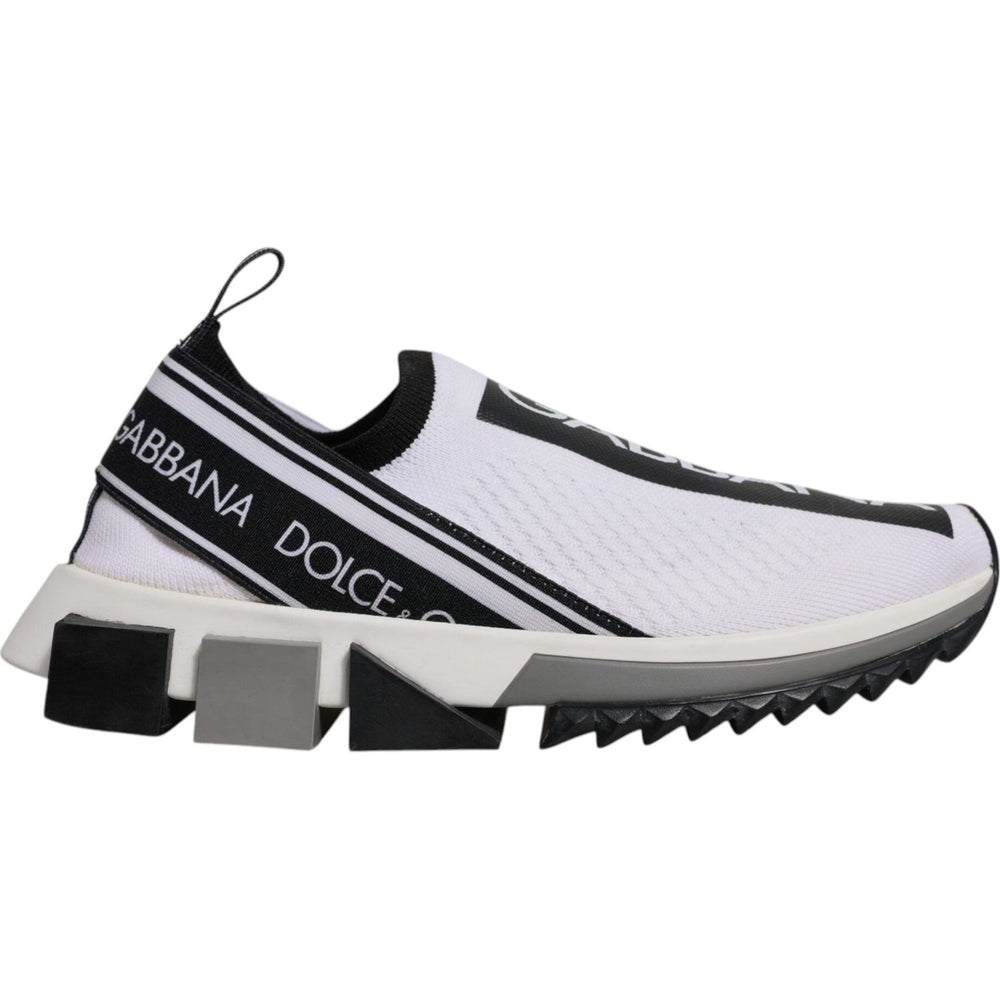 Dolce & Gabbana White Black Slip On Sorrento Sneakers Shoes LA12426-37.5