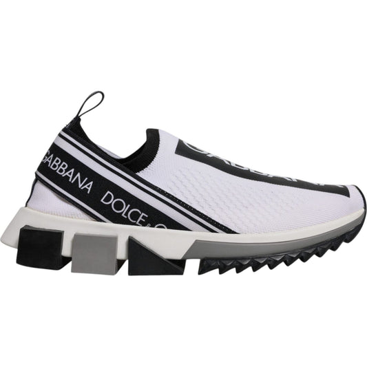 Dolce & Gabbana White Black Slip On Sorrento Sneakers Shoes LA12426-37.5