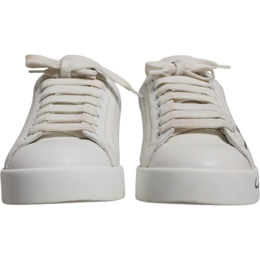 Dolce & Gabbana White Blue Logo Portofino Sneakers Shoes LA12433-36