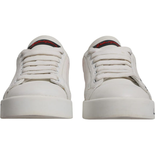 Dolce & Gabbana White Red Logo Portofino Sneakers Shoes LA12436-37