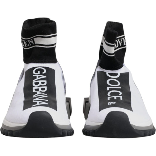 Dolce & Gabbana White Black Sorrento Socks Sneakers Shoes LA12446-38
