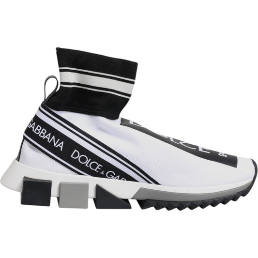 Dolce & Gabbana White Black Sorrento Socks Sneakers Shoes LA12446-38