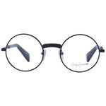 Yohji Yamamoto Black Men Glasses Frame, full-rim metal panto style with black color, includes branded soft case, size 48-21-145.