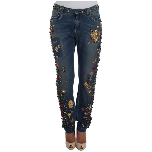 Dolce & Gabbana Crystal Roses Heart Embellished Jeans SIG19329-5