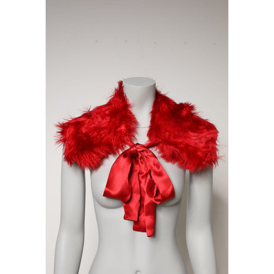 Dolce & Gabbana Red Alpaca Fur Women Neck Warmer Winter Scarf MS7123-40
