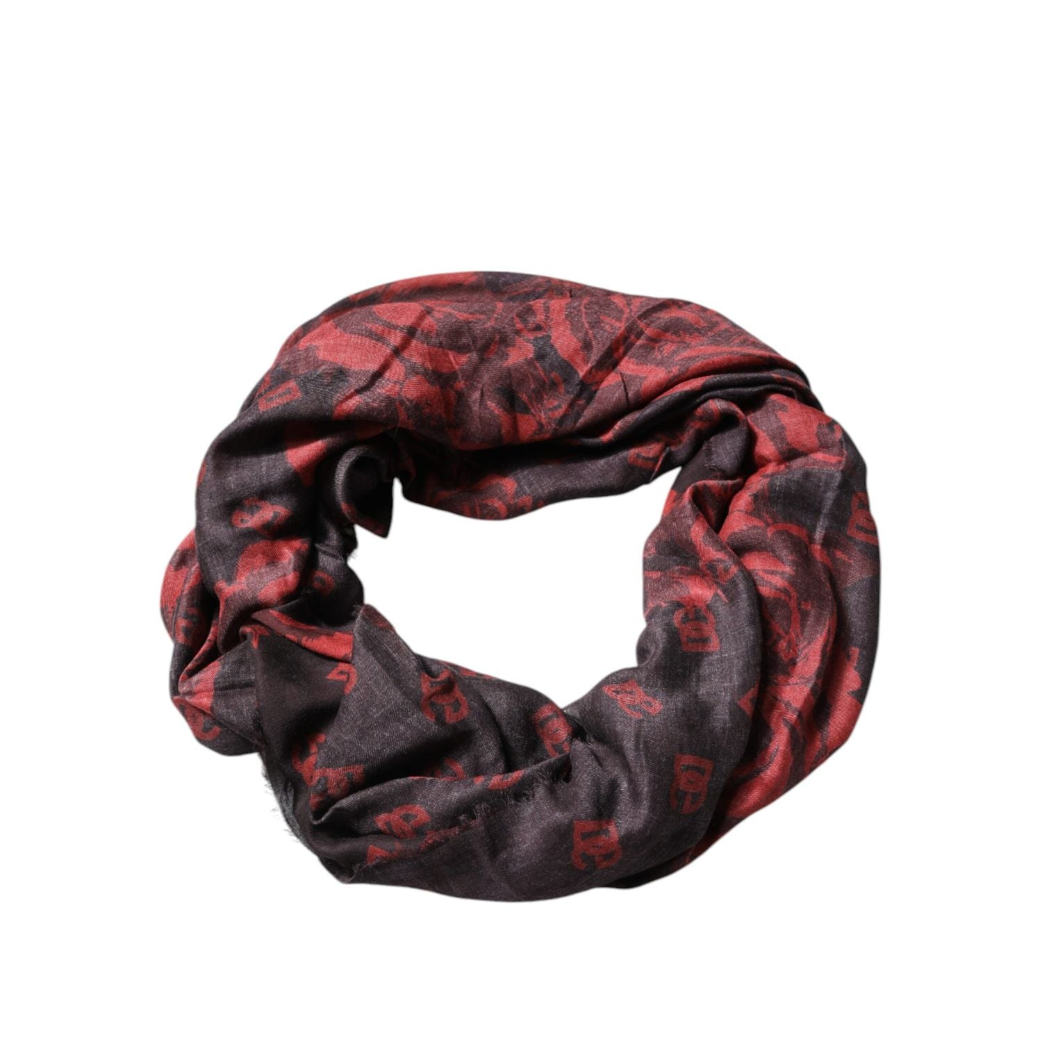 Dolce & Gabbana Black Red Floral Modal Wrap Shawl Scarf