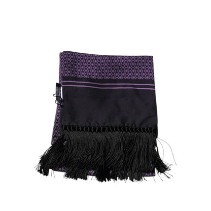 Dolce & Gabbana Purple Fantasy Silk Fringes Neck Wrap Scarf