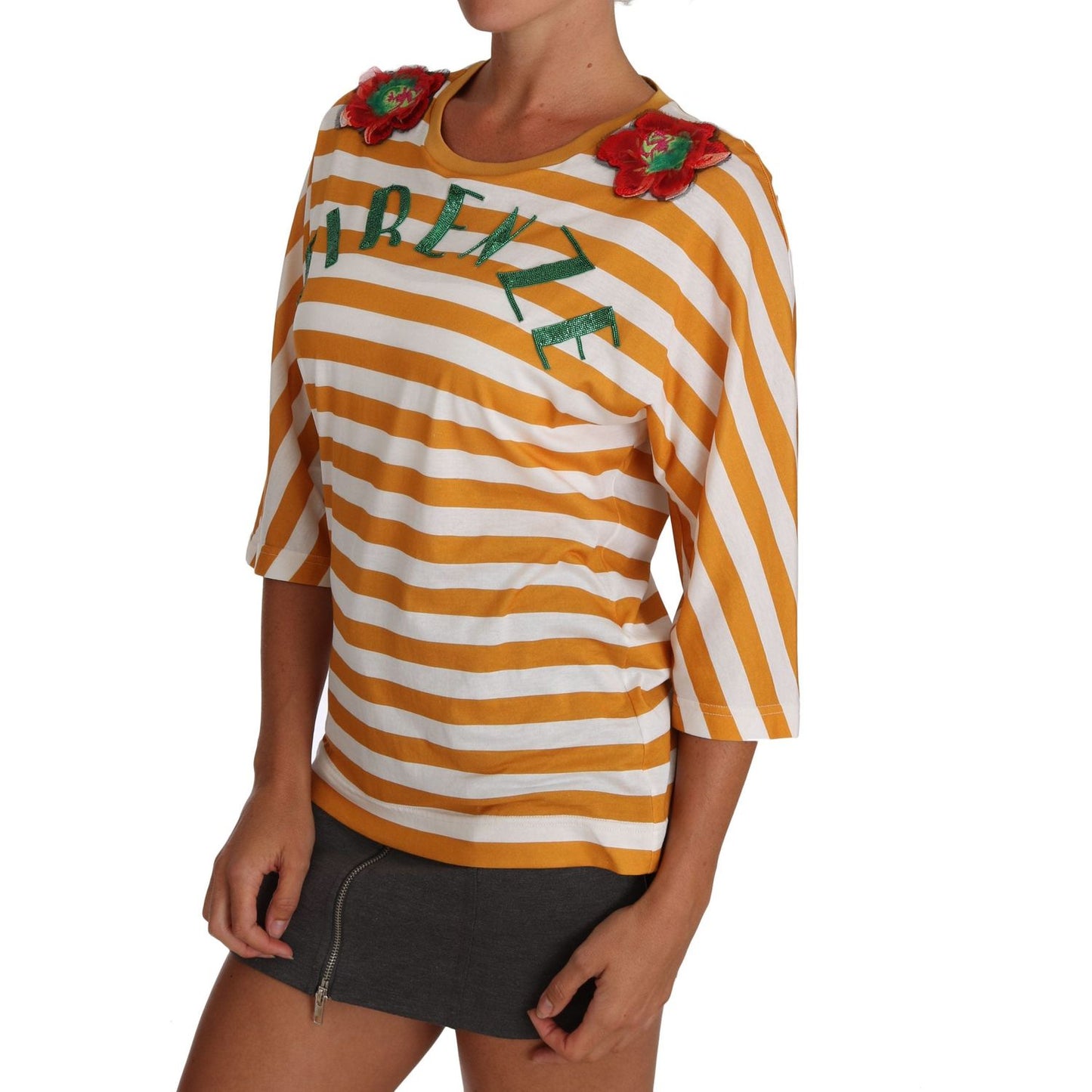 Dolce & Gabbana White Orange FIRENZE Top T-shirt