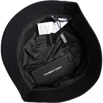 Dolce & Gabbana Black Cotton Wide Brim Bucket Hat