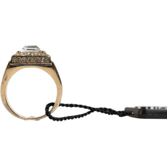 Dolce & Gabbana Gold Tone Sterling Silver 925 Crystals Ring SMY10553-58