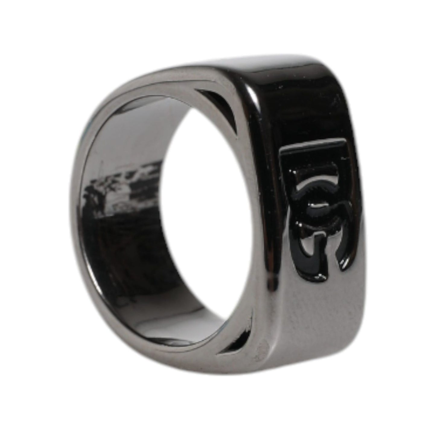 Dolce & Gabbana Silver Tone Brass Anello DG Logo Ring