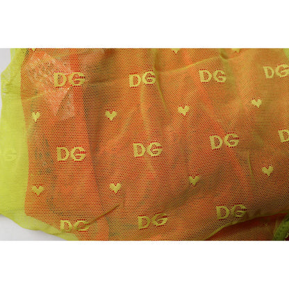 Dolce & Gabbana Red Yellow Tulle Mid Waist Panty Underwear