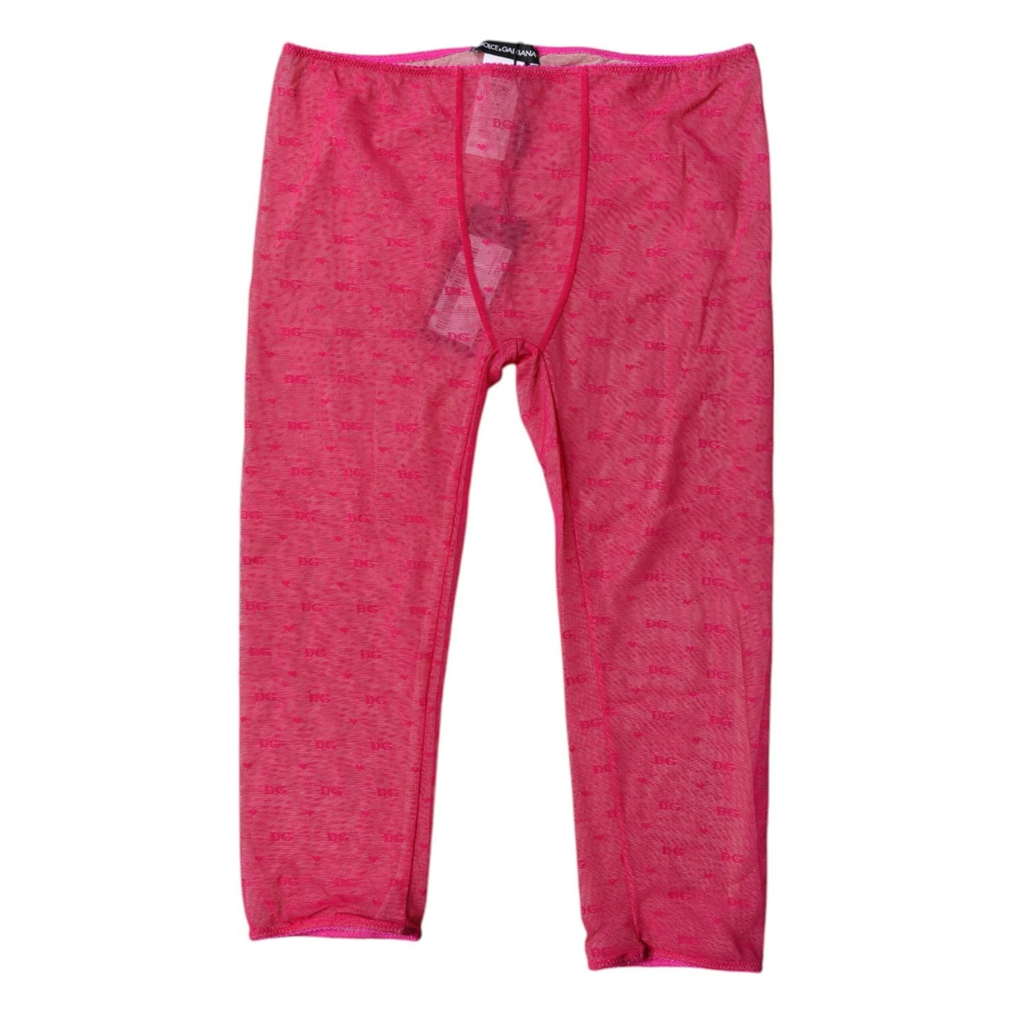 Dolce & Gabbana Fuchsia Logo Lace Lingerie Cropped Tight Underwear