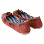 Pantofola D'Oro Scarlet Red Blue Stripe Flat Slip-On Shoes