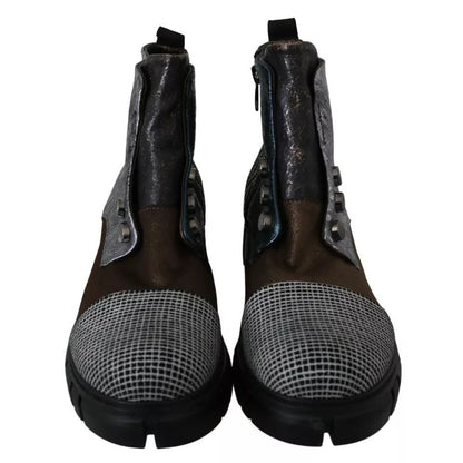 EBARRITO Multicolor Leather Suede Zipper Ankle Boots Shoes