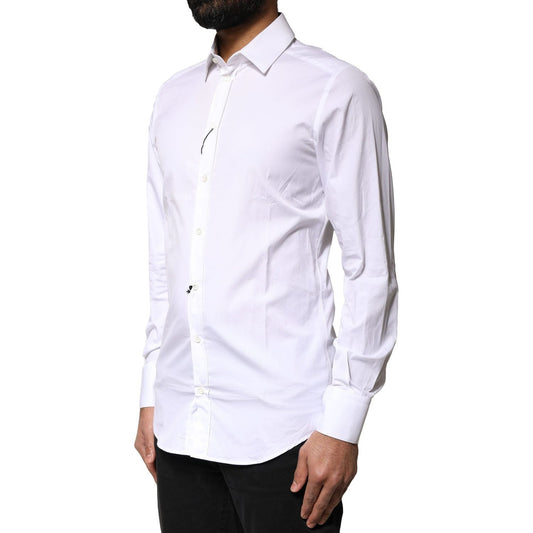 Dolce & Gabbana White GOLD Cotton Long Sleeves Men Dress Shirt TSH5945-38