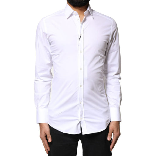 Dolce & Gabbana White GOLD Cotton Long Sleeves Dress Shirt TSH5946-37