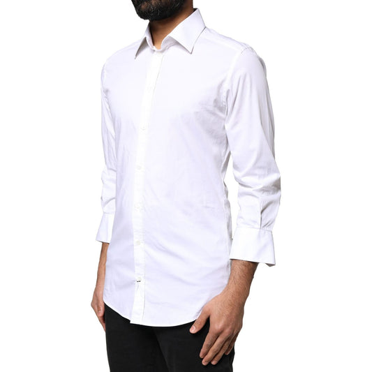 Dolce & Gabbana White GOLD Cotton Long Sleeves Men Dress Shirt TSH5949-38