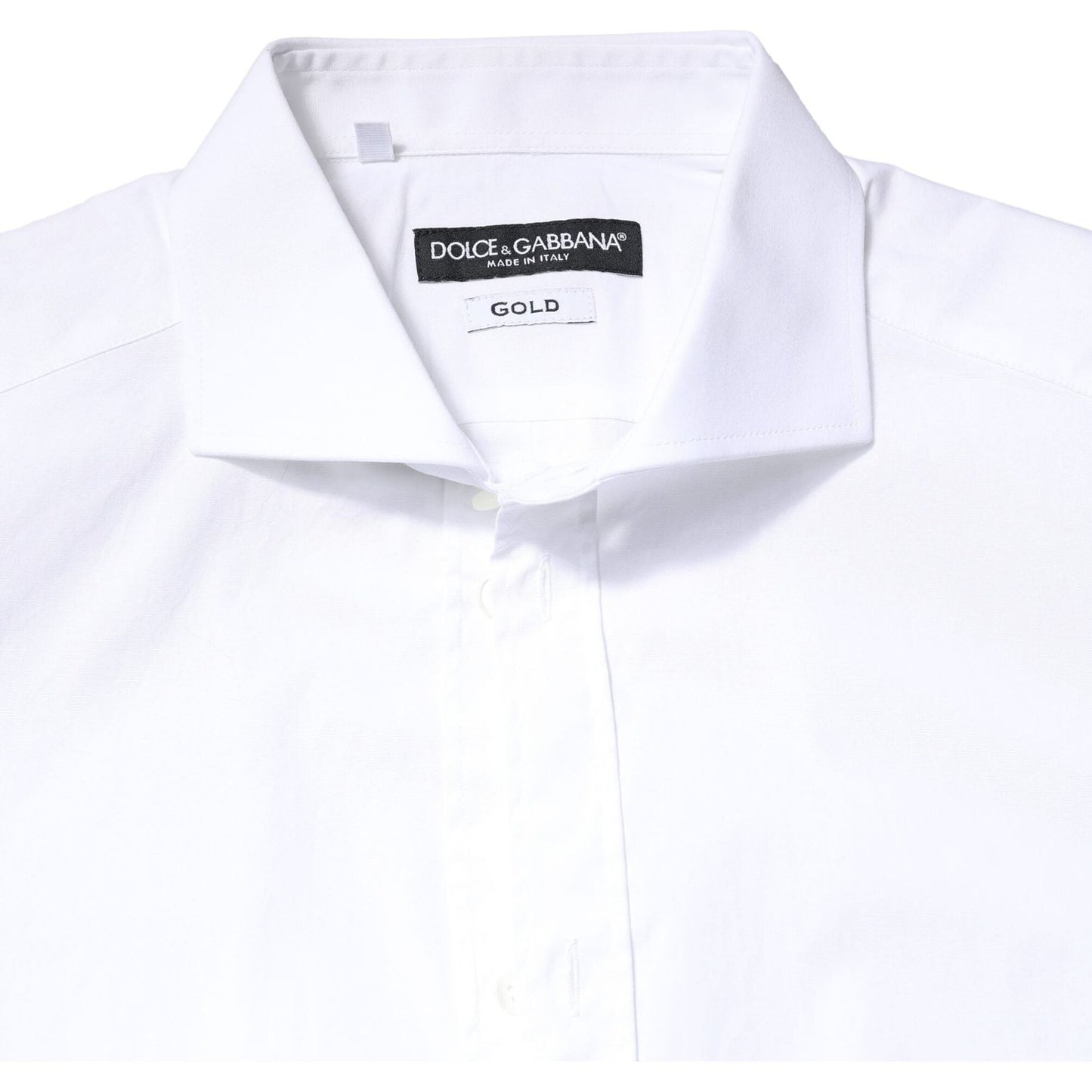Dolce & Gabbana White GOLD Cotton Long Sleeves Dress Shirt