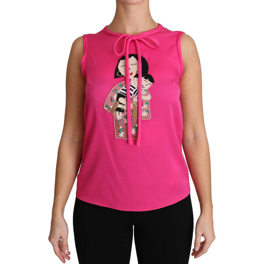 Dolce & Gabbana Pink Family Silk Tank Mama Blouse Top Shirt TSH3161#1-42